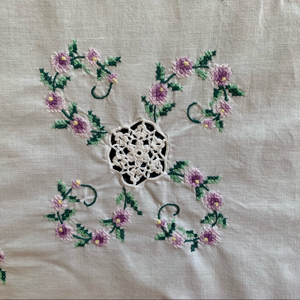 Beautiful vintage hand embroidered table cloth
